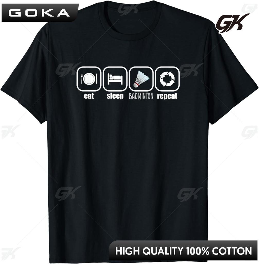 Eat Sleep Badminton Repeat Funny Badminton Player Coach TShirt Graphic T Shirts Unisex Clothes Tops Camisetas Streetwear