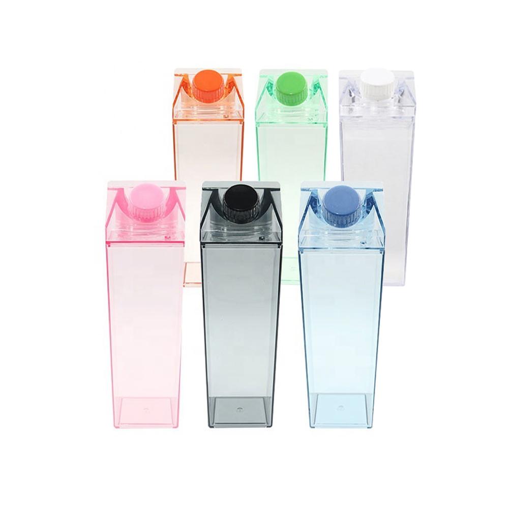 1000ml500ml Bouteille d'eau en carton de lait Plastique transparent Portable Boîte transparente Pour Bouteilles de thé au lait, de jus Tasse à boire Bouteilles R2V1