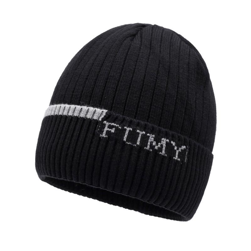 Knitted Hat Men'S Casual Versatile Wool Hat Outdoor Sports Cold Protection Knitted Hat Wind Double Hat
