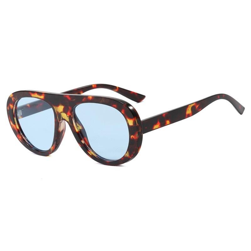 Retro Round Sunglasses For Women Men Vintage Oversized Pilot Frame Tea Color Lens Uv400 Luxury Brand Trend Unisex Shades