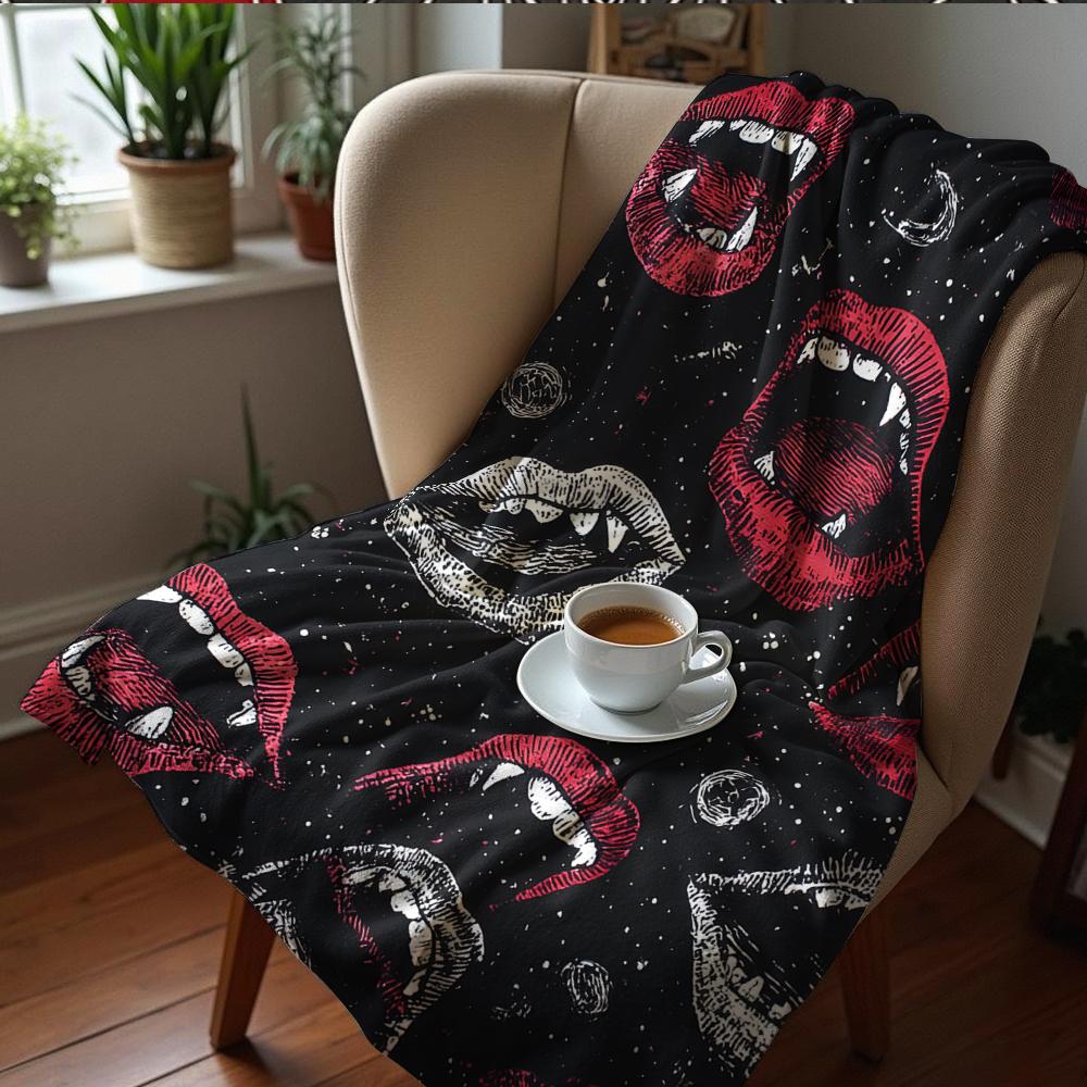 Vampire Coffin Repeat Cartoon Anime Print Flannel Blanket Soft Warm Throw for Kids Bedroom Sofa Christmas Office Car