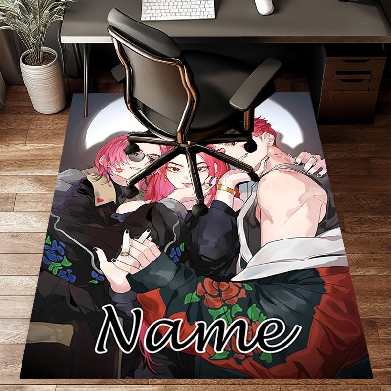 Custom KPop Demon Hunters Mat Personalized Name, Polyester Washable Indoor Entryway Rug, Gift for Christmas, Easter, Thanksgiving Day
