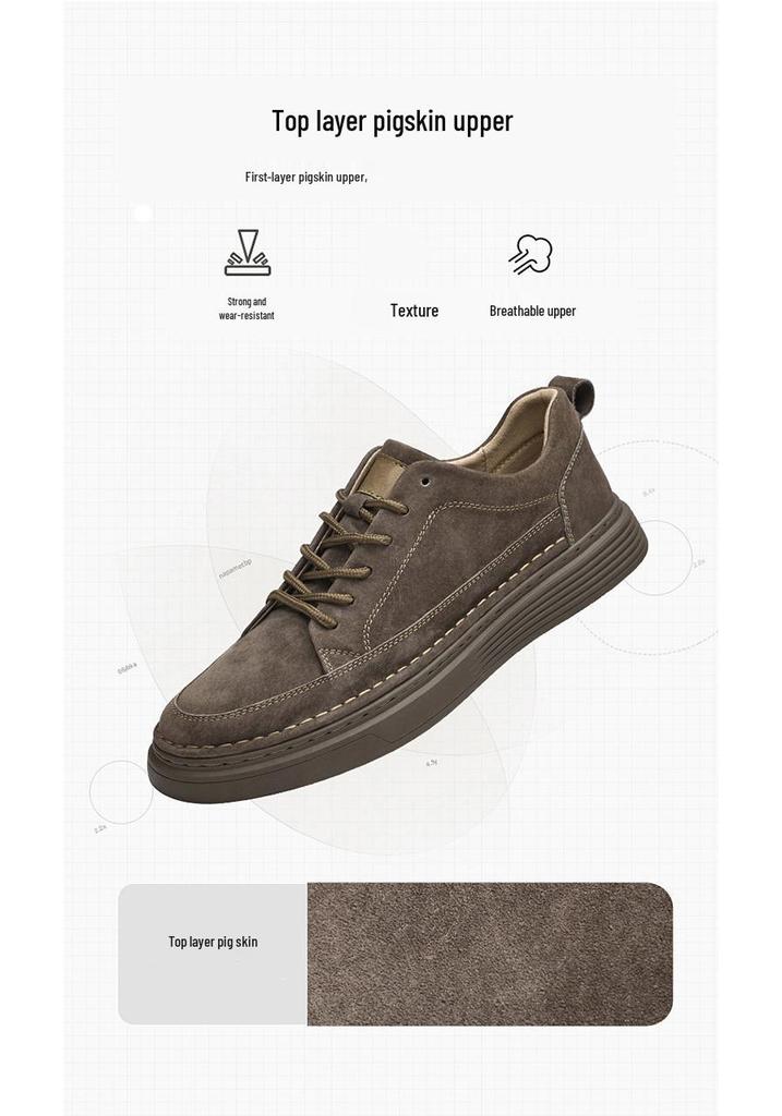 Plus Size Men's Skate Shoes, Size 47, Pigskin Top Layer, British Style, Thick Sole, Youth Casual Fashion Sneakers