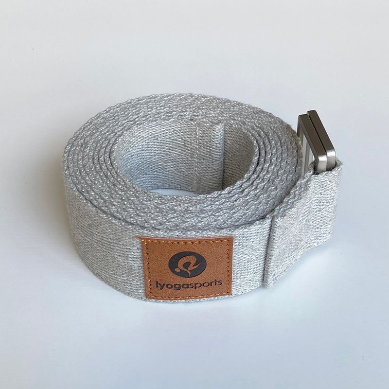 

Высококачественный ремень для йоги из чистого хлопка, неэластичный, для растяжки, Айенгара, с открытой петлей, хлопковый ремень для йоги Light gray
