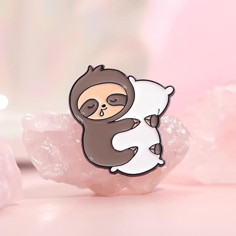 Bedårande Tecknad Sengångare Metallmärke Emaljstift Rolig Kaffe Donut Banan Brosch Tillbehör För Alla Åldrar