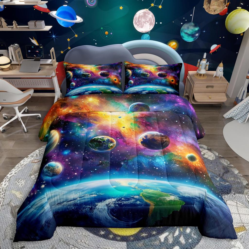 Sun and Moon Bedding Set Constellation Galaxy Comforter for Kids Boys Girls Teens Psychedelic Boho Mandala Comforter Breathable Celestial Du