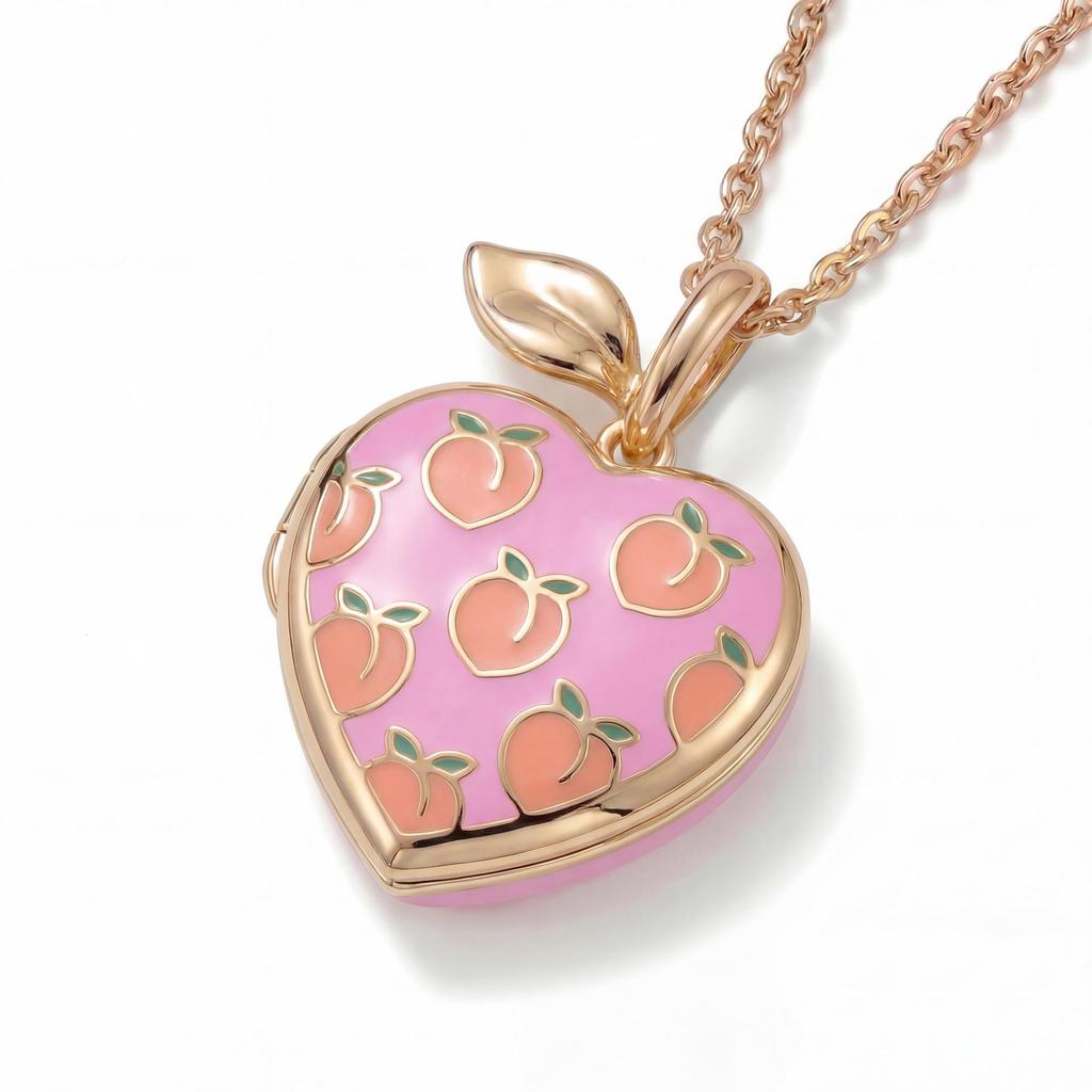 Trendy Pink Peach Necklace: European & American Style, Copper, Fresh & Sweet Design