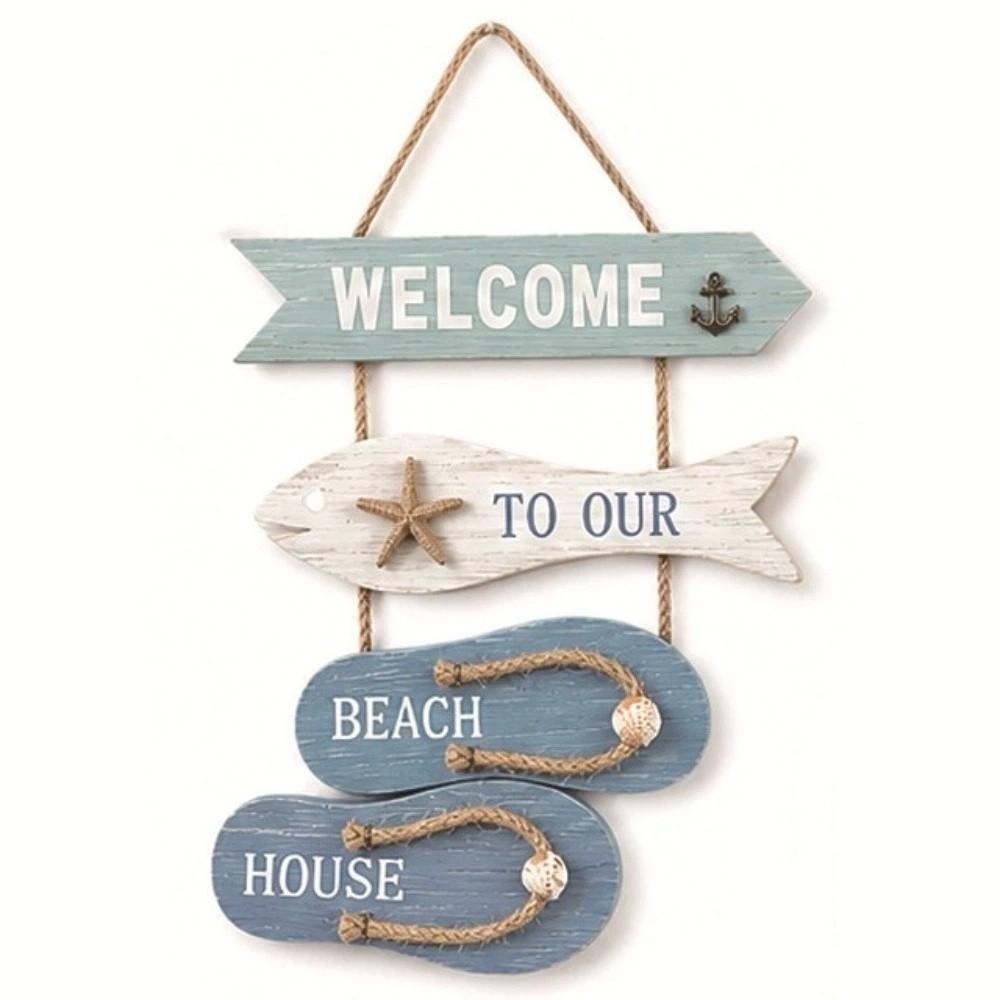 Flip Flop Shape Door Sign Marine Style Slipper Hanging Flip Flop Wall Ornament Beach Home Style C