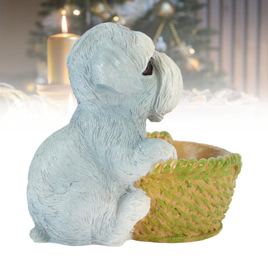 Cute Dog Ornament Entry Key Storage Basket Puppy Statue for Living Room Entrance   Decoration