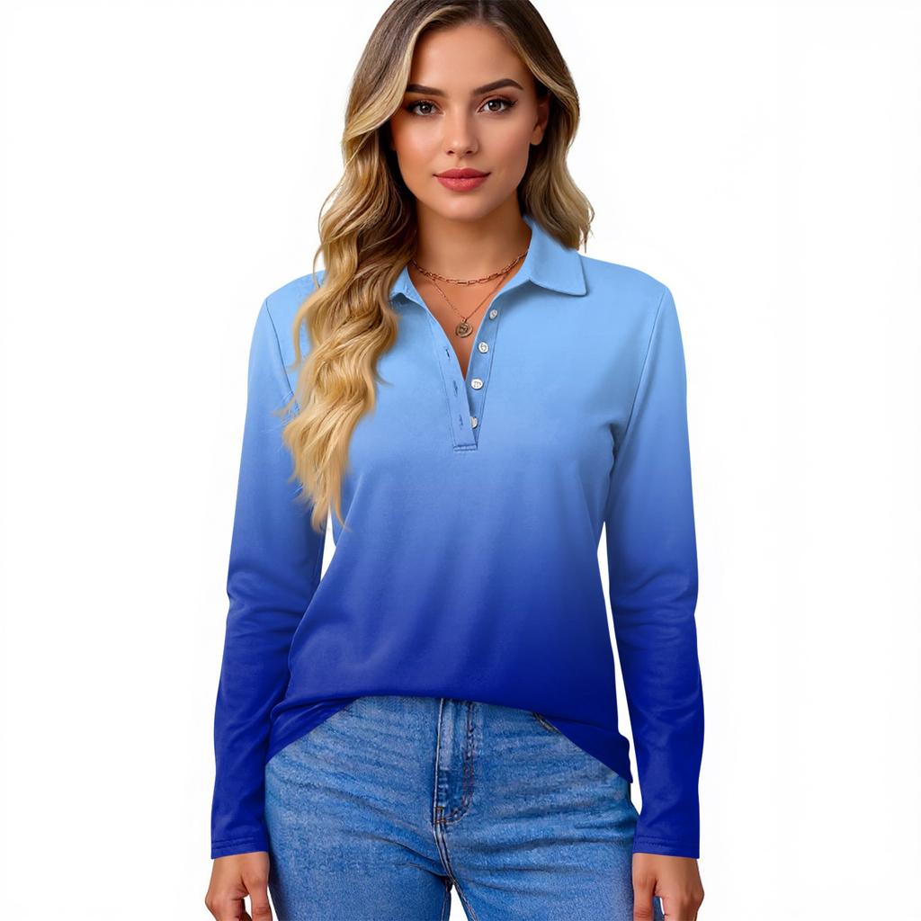 Dámská móda Ležérní klopa Krátký Dlouhý rukáv Potisk Košile Dámské Zapínací topy