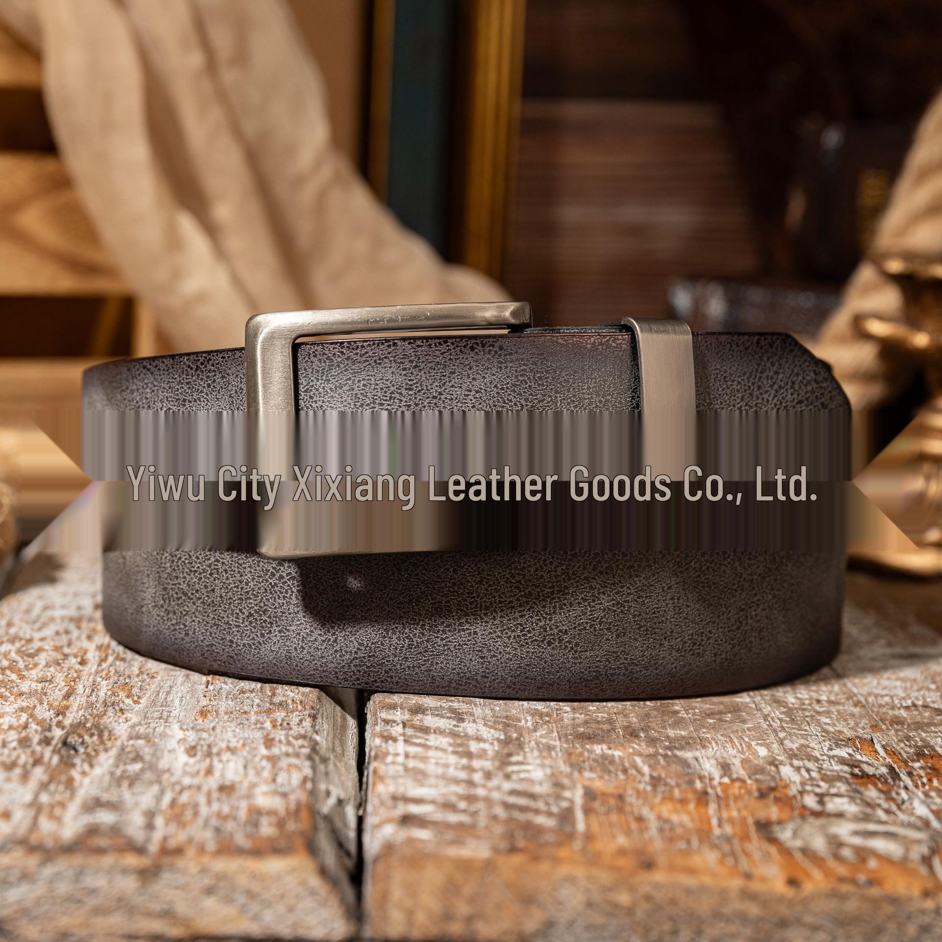Vintage-Style Unisex PU Leather Belt with Square Pin Buckle & Metal Ring 110cm