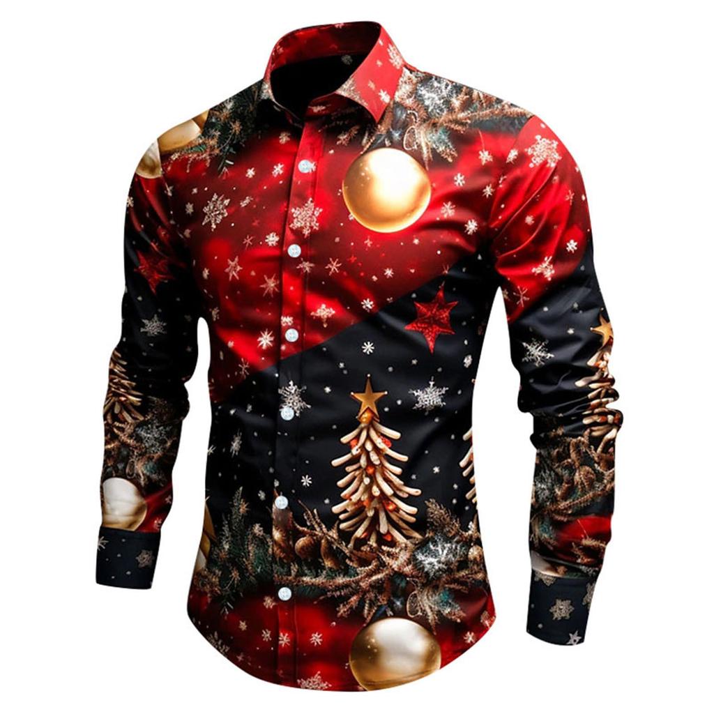 Christmas series animation cartoon 3d printing single-breasted long-sleeved shirt party party personalized style wear MB12