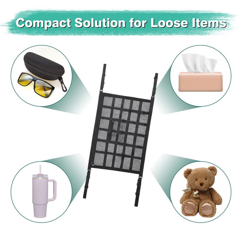 Universal Car Storage Box Breathable Roof Top Stowing Tidying Car Ceiling Cargo Net Strong Load-Bearing Mesh 35.4 x 25.6 inch