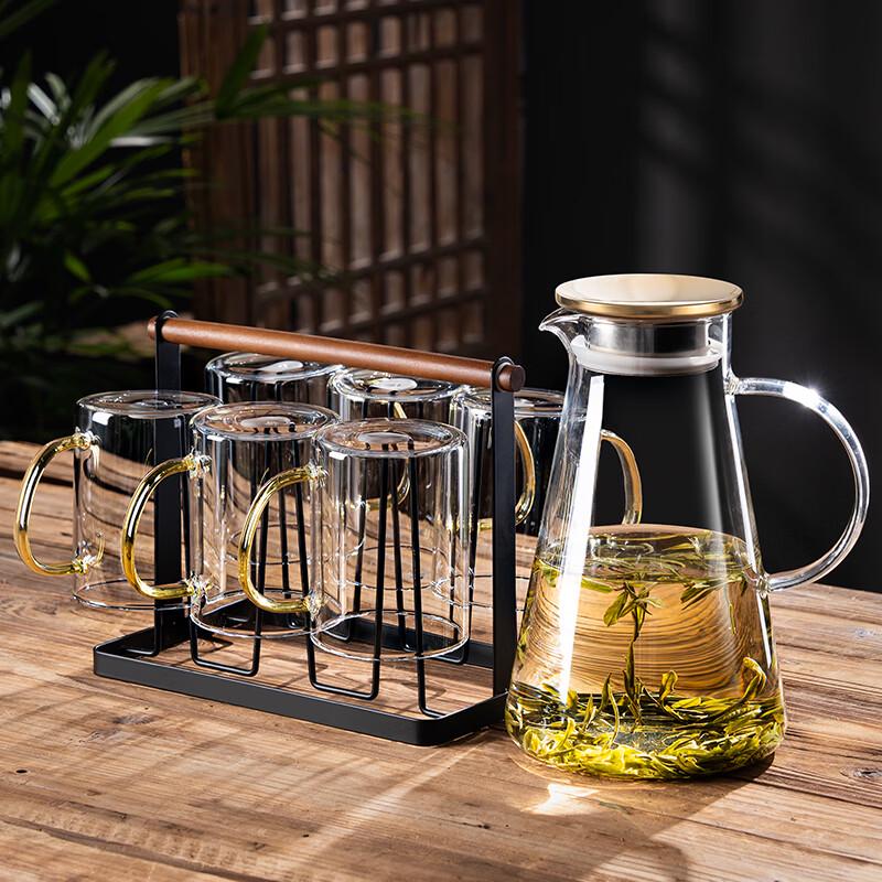 Handun High Borosilicate Glass Cup Set with Wooden Handle