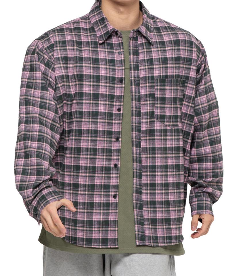 Adent Soul Oversized Check Shirt (Charcoal Pink) L
