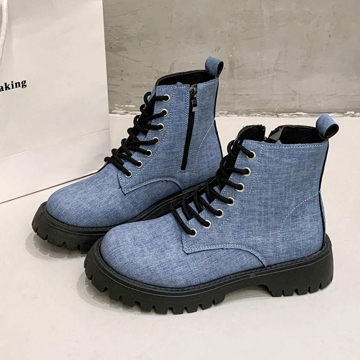 

Fashion Autumn Retro Trendy Women s Combat Boots Thick Bottom Street Canvas Shoes Outdoor Women Platform Motorcycle Boots Botas Mujer 43
