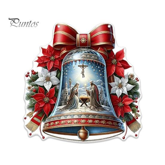 Decorative Accessory for Door Window Acrylic Christmas Hanging Pendant, Double-sided Stained Glass Style Ornament with Metal Unique Gift Friends
