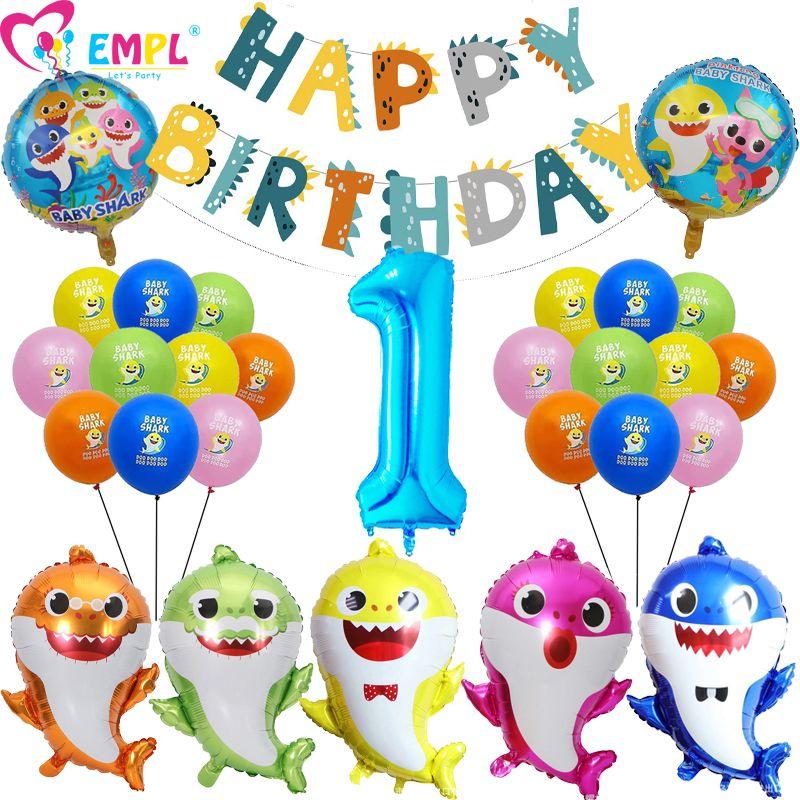 Ocean Shark Series Party Balloon Set Children's First Birthday Scene Decoration