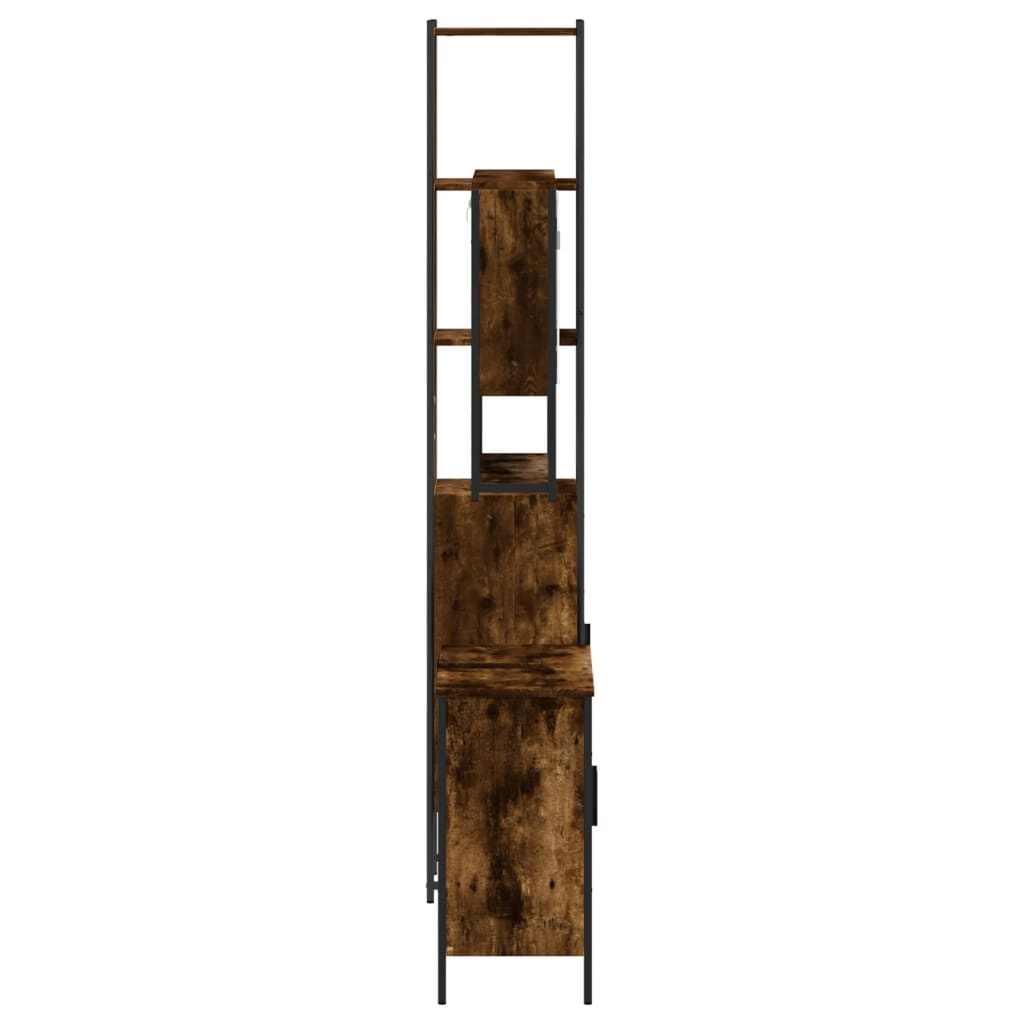 3 Piece Bathroom Furniture Set Smoked Oak Wood Based Material