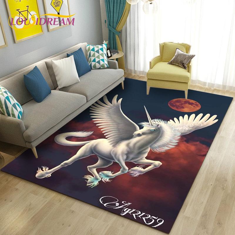 3D Cartoon Leuke Eenhoorn Gebied Tapijt, Tapijt Tapijt voor Woonkamer Slaapkamer Bank Deurmat Keuken Decoratie, Kind Speel Antislip Vloermat