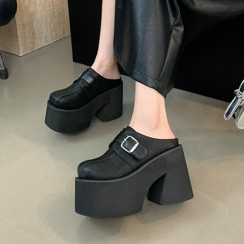 11cm Super High Heels Slippers Women Platform Shoes New Chinese Style Baotou Sandals Plus Size 35-42 Womens Shoes