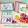 Wooden Number Matching Clip Bead Beads Number Cognitive Bead Game with Cartoon Cards Montessoris Educational Toy for Kids