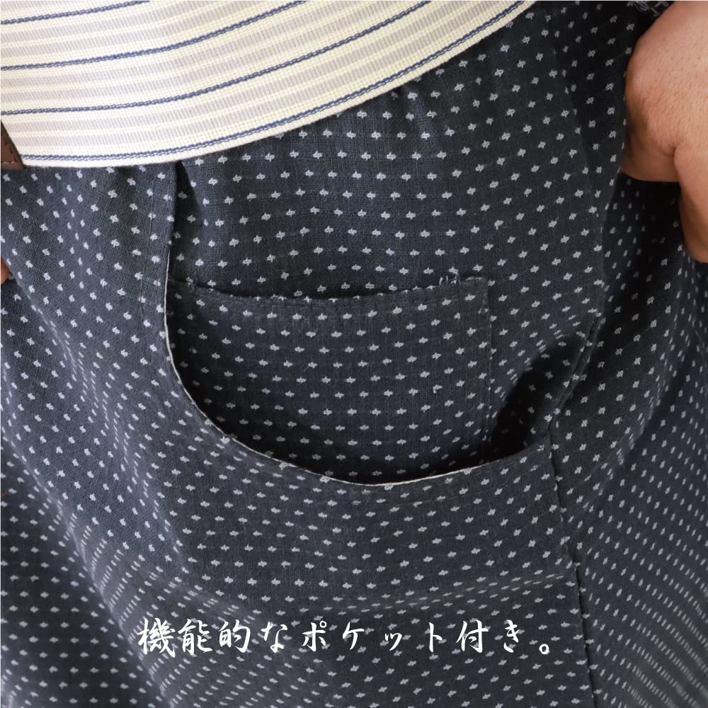 Single Dot Sashiko [SWINGPLUS] Kimono, Clothes, Yukata, Pattern, Weave, 100% Cotton, Men's (2L, Navy)