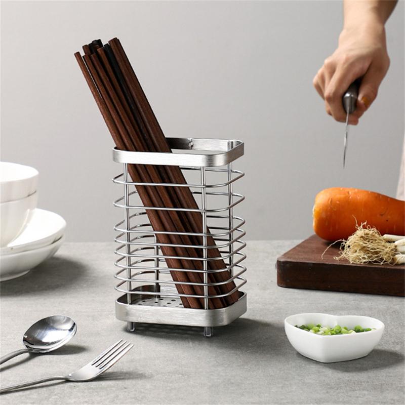 Organizator de tacâmuri din oțel inoxidabil dreptunghiular, agățat, bețișoare, colivie, lingură, furculiță, scurgere, suport de depozitare, tacâmuri, raft