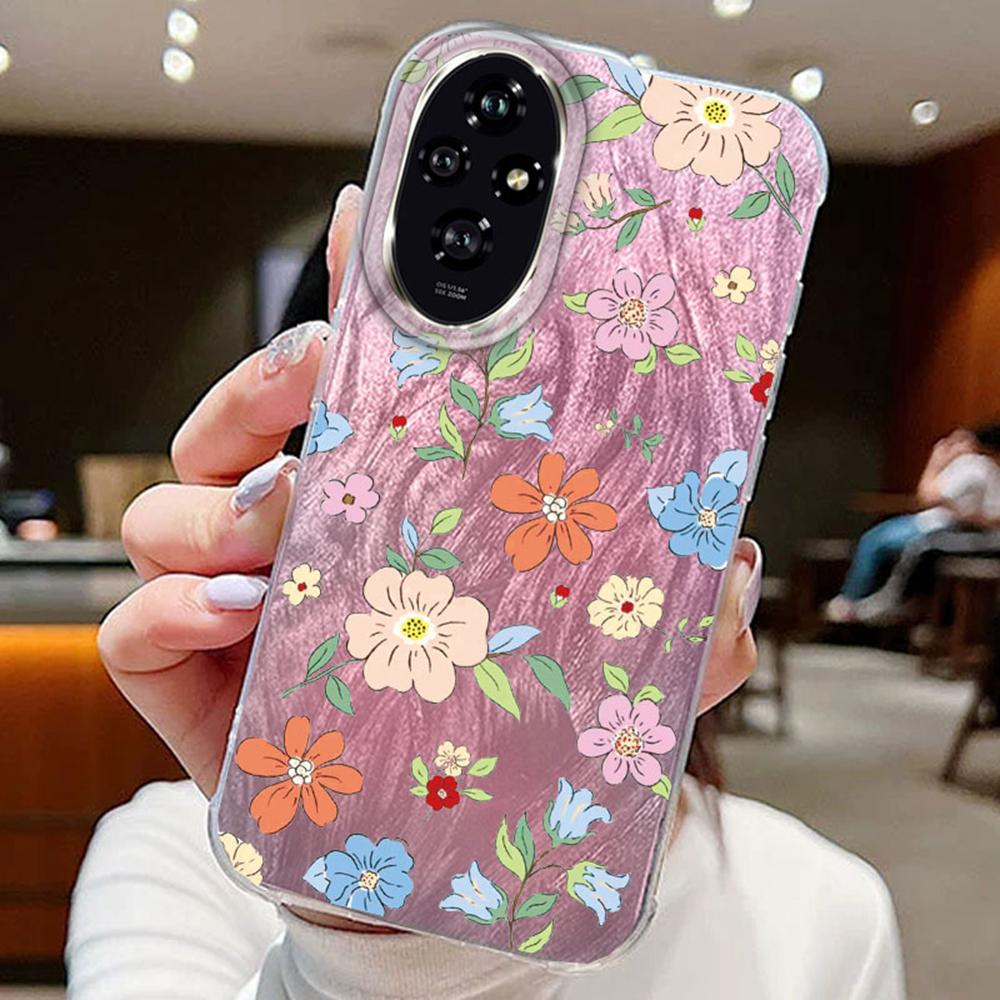 

Градиентный розовый чехол для телефона с бантом и цветами для Honor 400 200 Magic 7 Lite 200 Pro X9a X8b X9c X8a силиконовый парный Fundas чехол-накладка Honor X8b белый