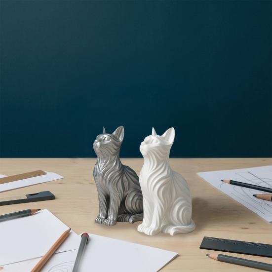 3D Printed Cat Figurines, Modern Artistic Cat Ornaments for Cat Lovers, Artistic Cat Sculpture with Stable Base for Home Entryway