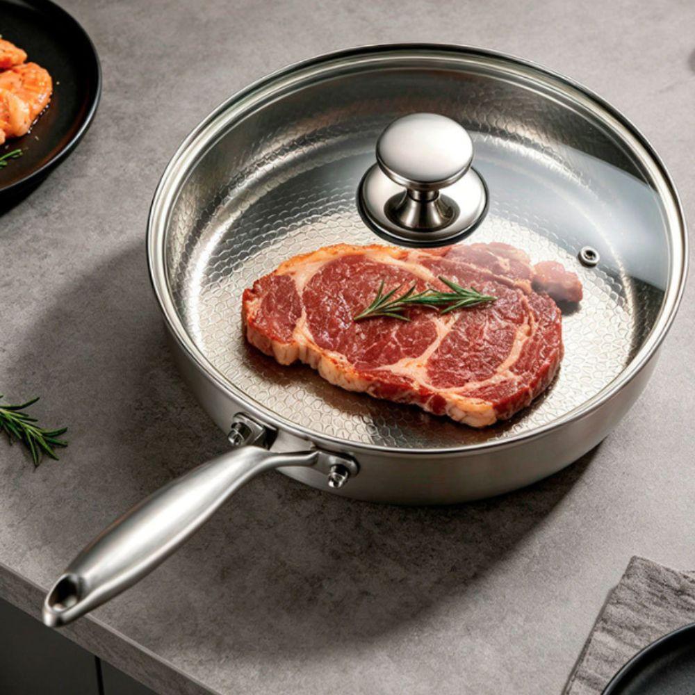 Titanium Zinc Zinc Alloy Hammered Texture Frying Pan Fast Heating Steak Skillet Non-stick Pot  Fried Eggs
