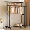Floor Standing Clothes Rack and Coat Stand with Folding Single Pole for Bedroom or Dormitory.