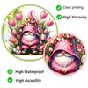 Tulip Gnome PVC Window Cling Waterproof Pink Floral Gnome Static Sticker Reusable Glass Door Decals for Classroom Home Office Party Decoration