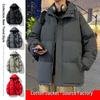Men's 2025 Trendy Cotton Puffer Jacket - Solid Color, Stand Collar, Warm Winter Coat