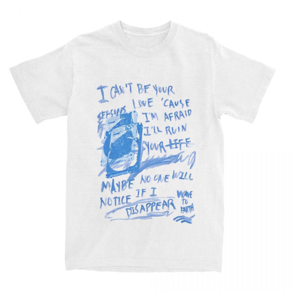 

Футболка Wave To Earth Хип-хоп Времена года Текст Фан-арт Футболки Харадзюку Футболка с коротким рукавом Чистый хлопок Круглый вырез Одежда оверсайз XL белый