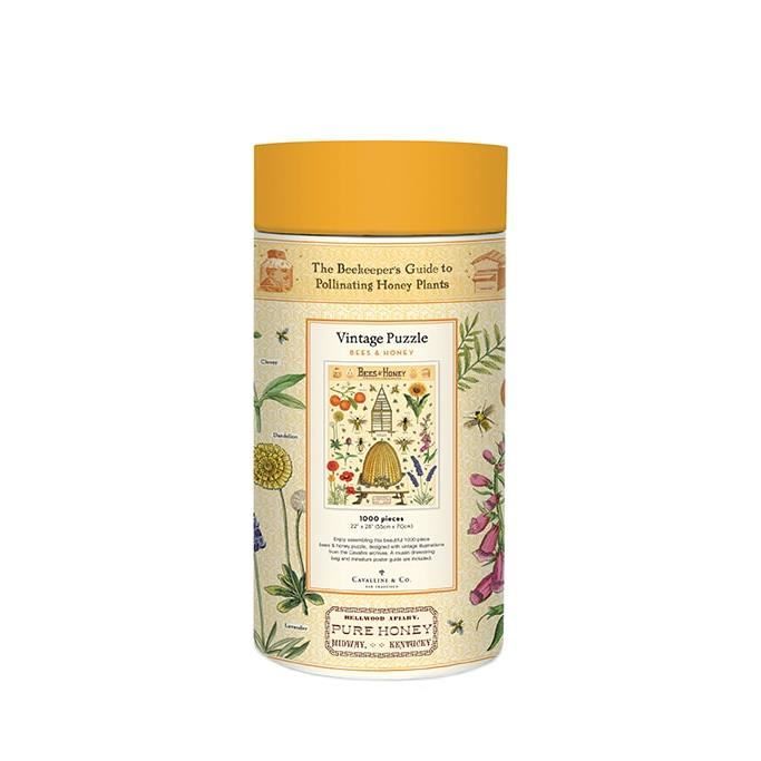 Puzzle 1000 pièces - miel abeilles ruche vintage déco - jaune - adulte - animaux
