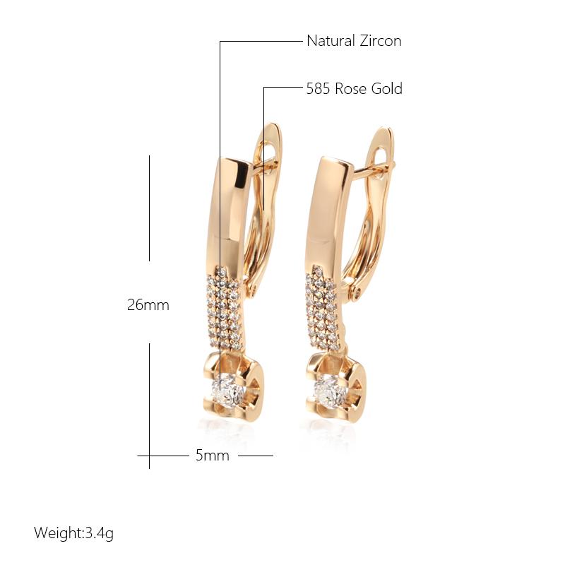 Kienl Tendance Or Rose Ethnique Boucles d'Oreilles Pendantes de Mariée Pour Femmes Mariage Vintage Zircon Naturel Boucles d'Oreilles Anglaises Bijoux Quotidien