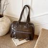 2025 Winter New Fashionable Glossy PU Square Shoulder Bags Large Capacity High Quality Retro Popularity Armpit Bags for Women