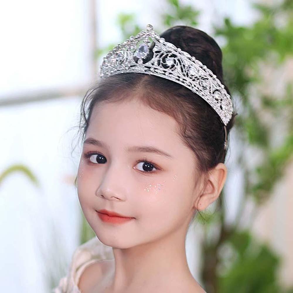 Elegant Crown Hair Accessory Vintage Princess Rhinestone Tiara Bride Silver Crown Party
