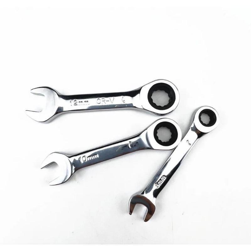 Short Handle Adjustable Head Ratchet Wrench Mini Fast Ratchet Wrench Labor-saving Auto Repair Hardware Dual-purpose Wrench Tool