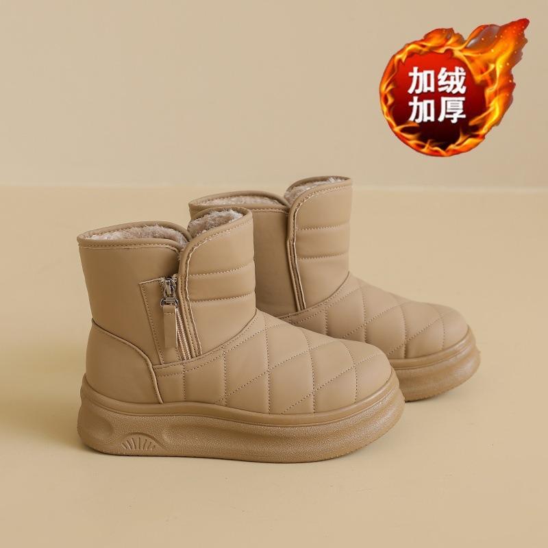 Women S Warm Fleece Lined Thick Sole Elevated Casual Winter Snow Boots