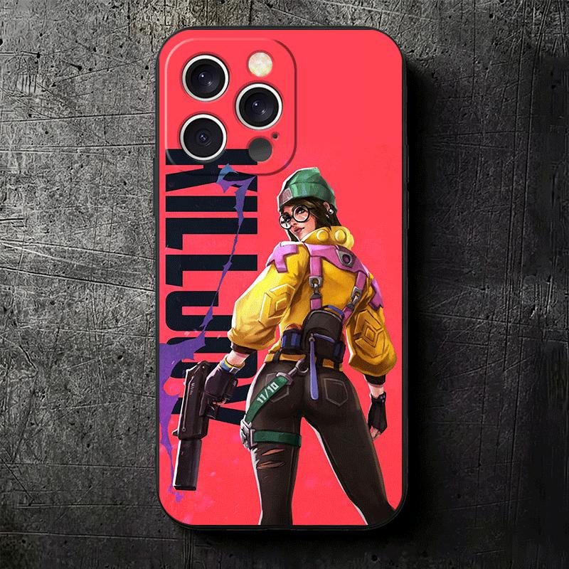 V-Valorant Killjoy Soft Phone Case for iPhone 16 16E 17 Air 15 Pro Max 14 Plus 13 Mini 11 12 7 Black Cover Back Shell