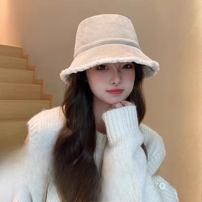 Season Hat Female Fisherman Shows Small Face, Plush Winter Bag Head Thickened Warm and Cold-proof Knitted Plush Wool Hat