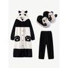 Black and White Panda Princess Pajamas Winter Men's and Women's Adult and Children Nightgown Coral Fleece Thickened Set Couple Homewear