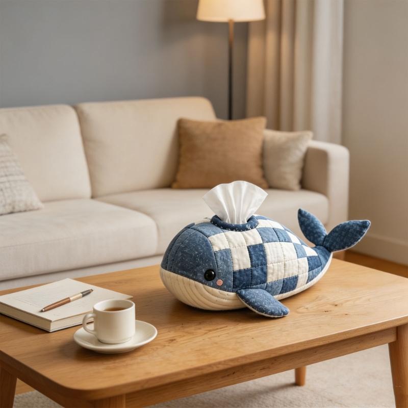 DIY Animal Tissue Box Making Set with Thread Needle Sewing Pin Patchwork Cloth and Sewing Supplies for Home Desk Shelf Display
