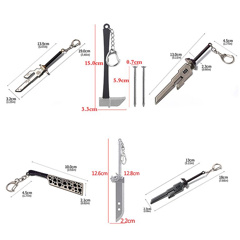 Japanese Anime Mini Alloy Weapon Model Keychains Cosplay Sword Pendant Key Ring Katana Backpack Keychain For Men Jewelry Gifts