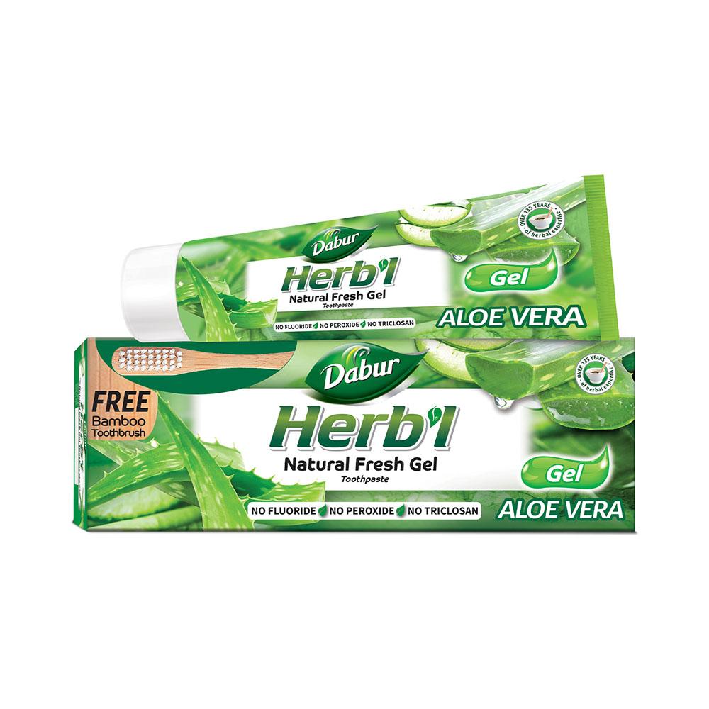 Herbal Aloe Vera Gel Toothpaste + FREE Toothbrush Dabur HERB'l