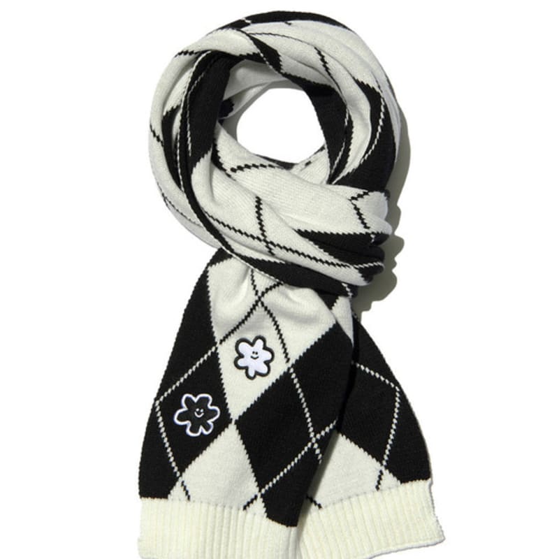 

PIECEMAKER ARGYLE MONO DAISY KNIT MUFFLER (black) FREE