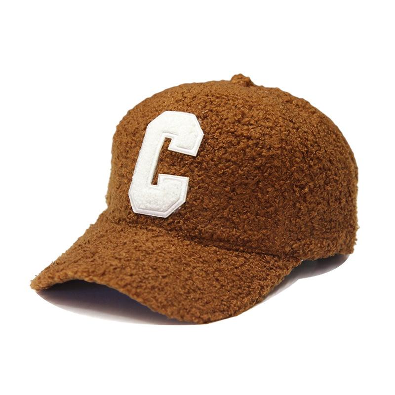 Herbst Winter Neu Warm Halten Lammwolle Basebll Kappen Buchstabe C Stickerei Snapback Hüte Für Frauen Männer