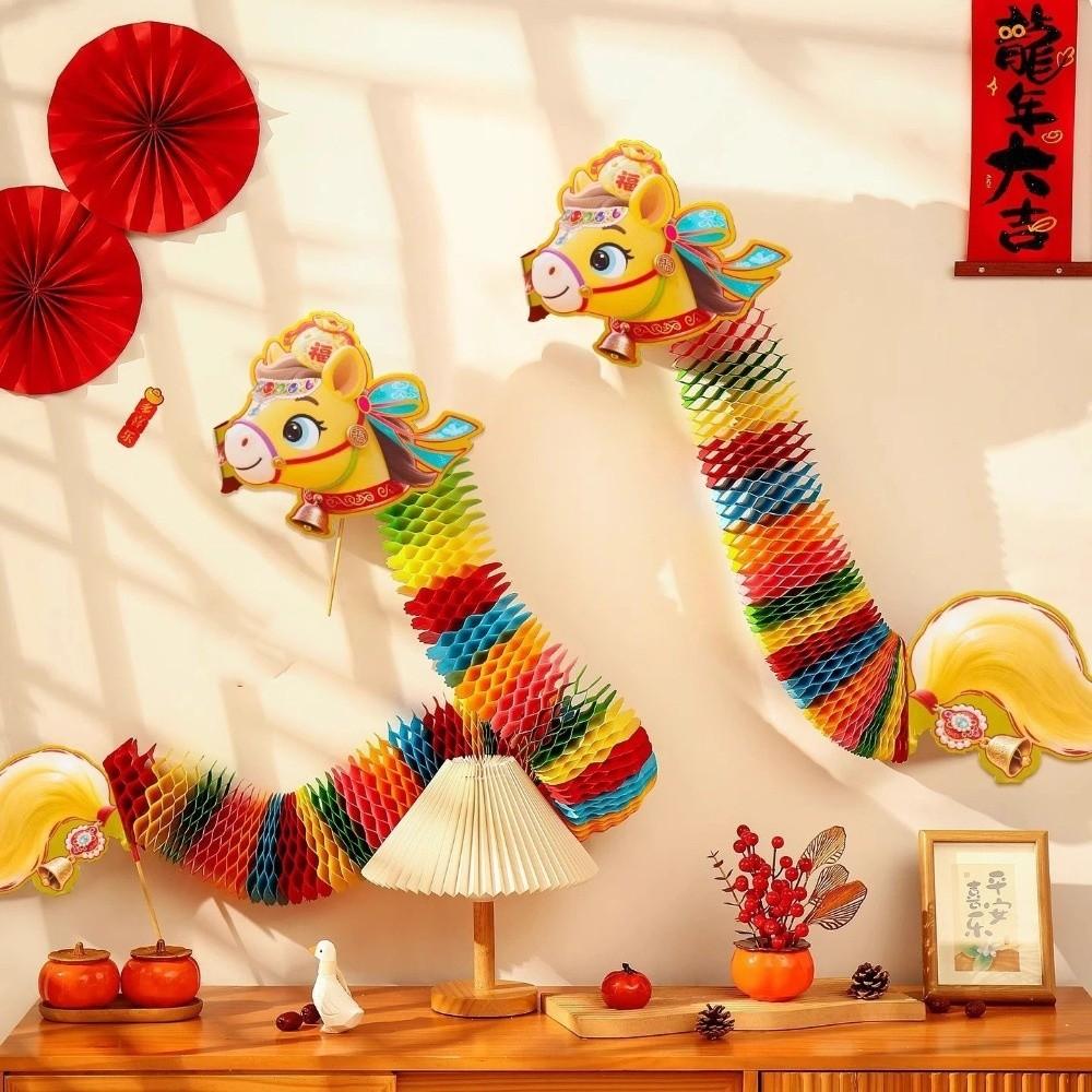 Cartoon Chinese Paper Dance Horse 3 D New Year Decoration Dragon Horse Toy Home Living Room Decor